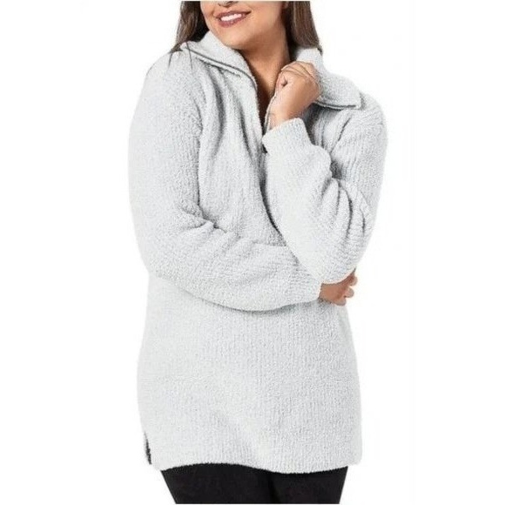 NWT Barefoot‎ Dream CozyChic Half Zip Tunic Ocean Blue Gray L